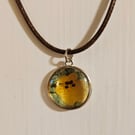Yellow pansy pendant 