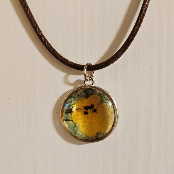 Yellow pansy pendant 