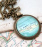 Map Wanderlust Necklace Personalised Statement Necklace with custom Map Location - Image 2