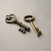 2 Antique Bronze Key Charms