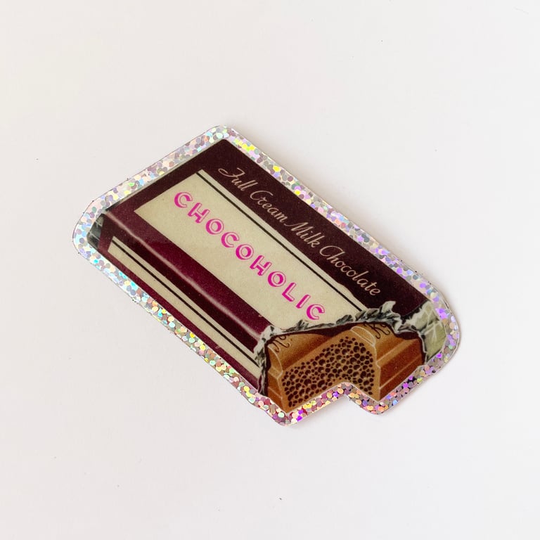Chocolate Bar Glitter Sticker - Chocoholic