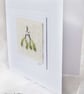 HAND EMBOIDERED MISTLETOE CARD WINTER CHRISTMAS - Image 3