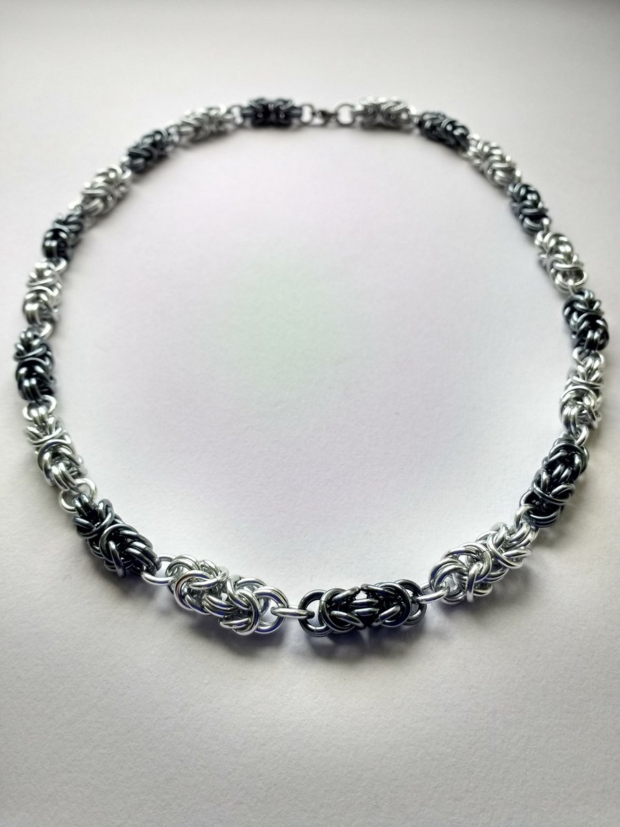 Byzantine Woven Chain Mail Necklace, Anodised Aluminium, 18"