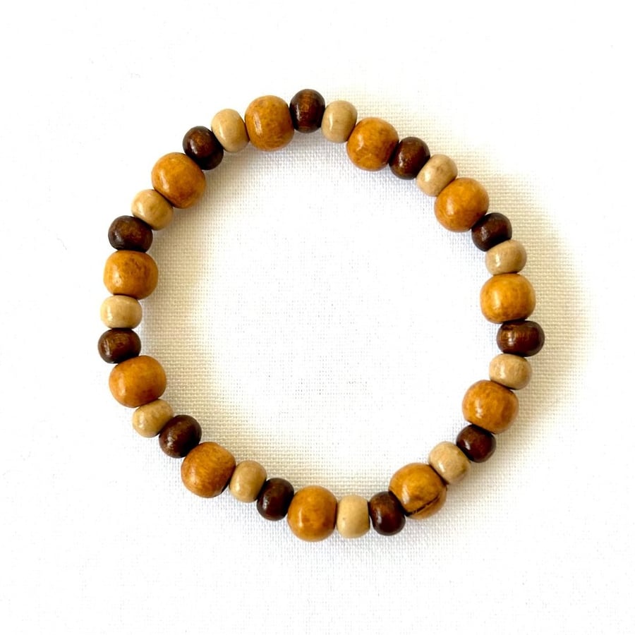 Wooden beads elastic bracelet - stretch bracelet