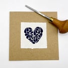 Mini Mussel Shells Heart Card - Original Lino Print