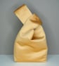 Handmade Japanese Knot Bag - Blue Iris Floral Pattern With Gold Satin  - Image 8