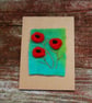 Poppies, Hand Stitched Blank Greetings card,   Needlefelt wool card - Image 1