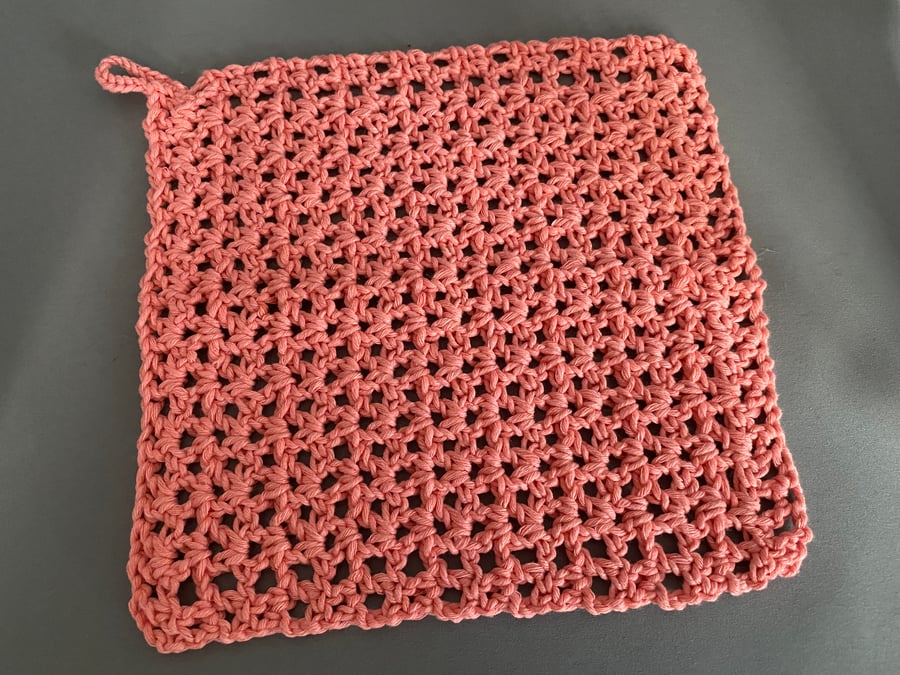 Crochet 100% Cotton Washcloth Pale Baby Pink