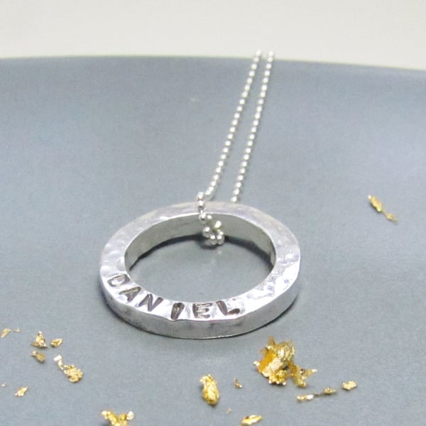 Personalised Mini Circle Silver Necklace