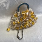 Mini-bag charm, beaded charm, charm.