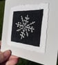 Winter snowflake, hand embroidered keepsake Christmas card, recycled card - Image 1