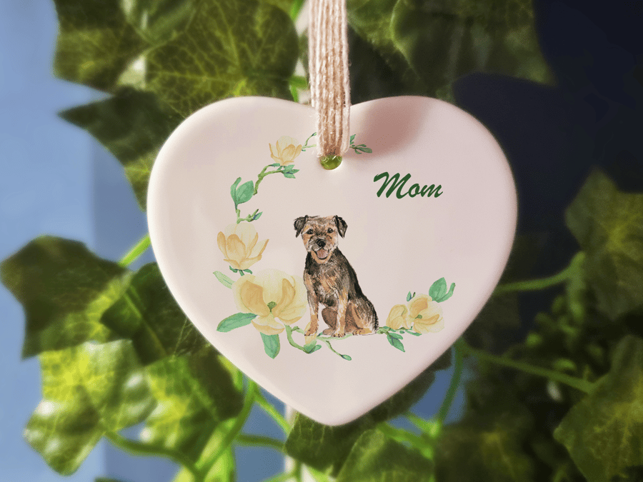 Ceramic Ornament - Border Terrier Dog - Personalised