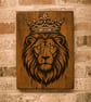 Reclaimed Wood King Lion Wall Art, Handmade Wall Hanging, Rustic Home Décor