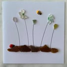 Cornwall sea glass spring garden design greeting card 