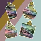 Set of 4 Holographic Die Cut Stickers