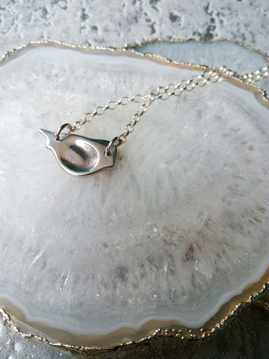 Pure Silver Bird Fingerprint Necklace