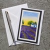 Handpainted Blank Card. Lavender Fields