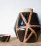 Ceramic Geometric Line Bottle and Lid - Handmade - Image 2