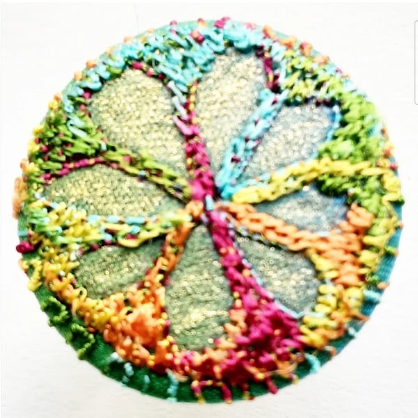 Buttons 1 inch button Hand Dyed Silks and Cottons Free Machine Embroidery Button