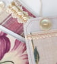 Gift Tags - plum pink, reclaimed curtain textiles with vintage silk and lace - Image 1