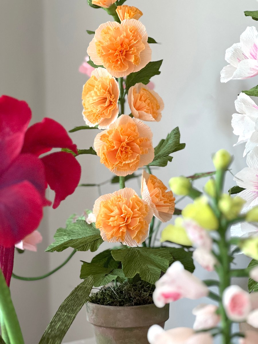 Double Hollyhock Paper Sculpture for Mother's Day