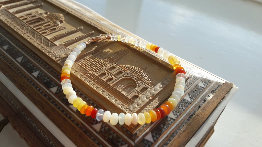 Shades of Fire Opal Bracelet and Earrings 1