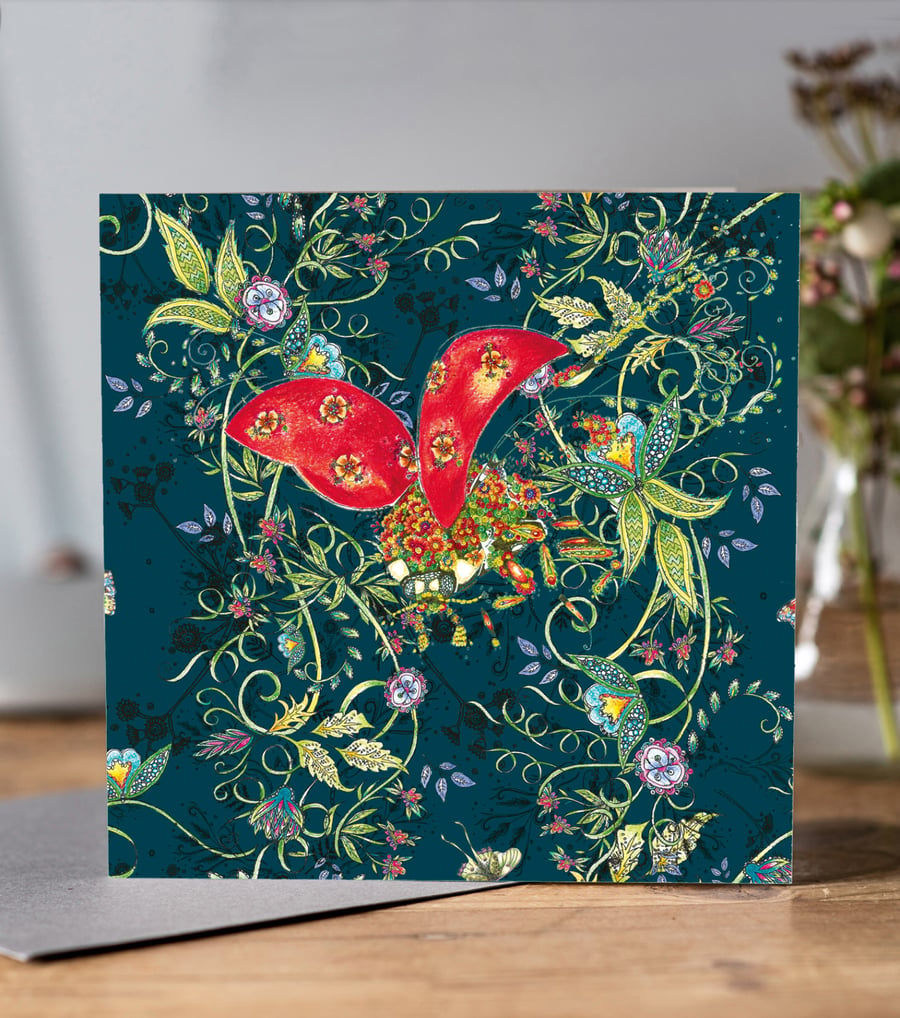 Botanical Ladybird Greeting card