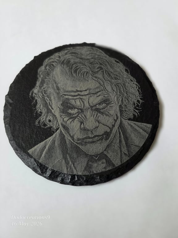 The Joker on a slate coaster 