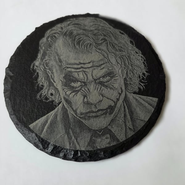 The Joker on a slate coaster 