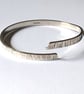 Sterling Silver  Open Bangle, bark pattern - Image 2