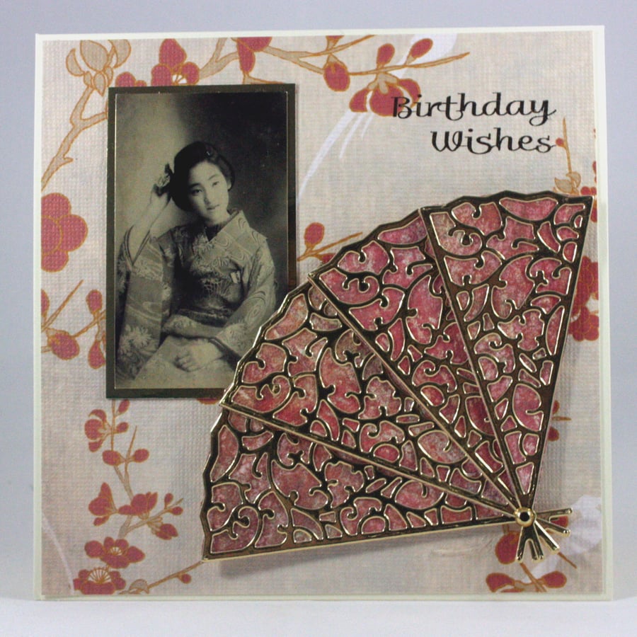 Handmade oriental lady birthday card