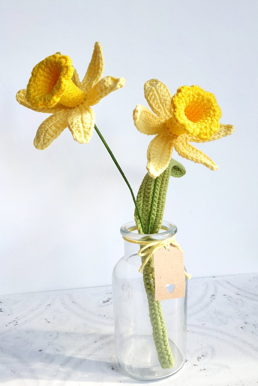 Crochet Daffodil Posy in glass jar, Mother's Day, Gift, Forever Flowers