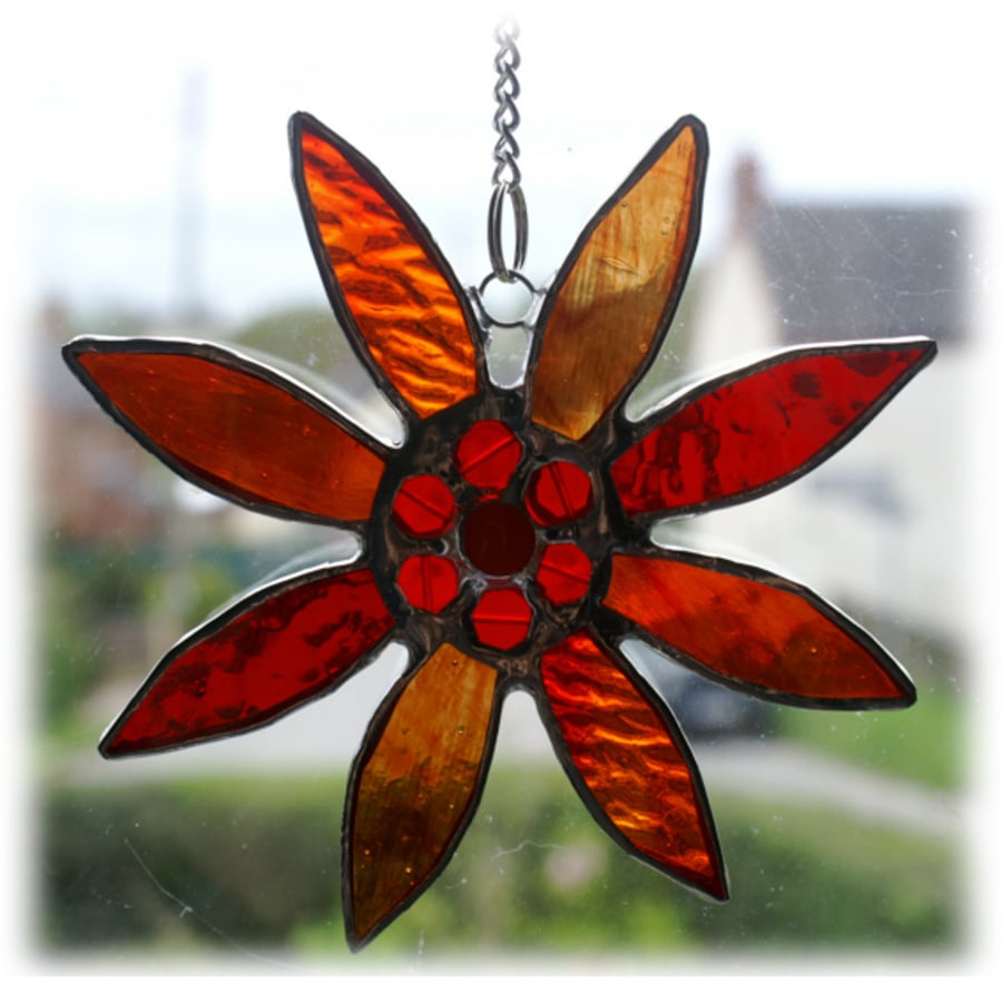 Gerbera Suncatcher Stained Glass Amber Flower