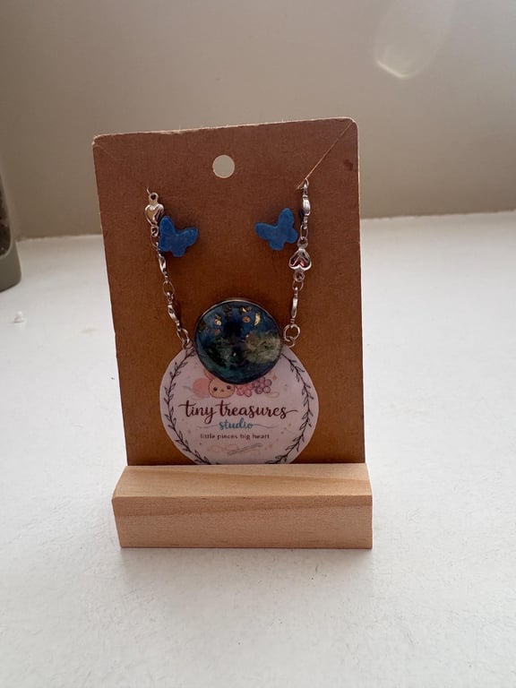 Resin Flower Bracelet and Heart Earrings Set, Real Dried Flowers, Nature Inspire