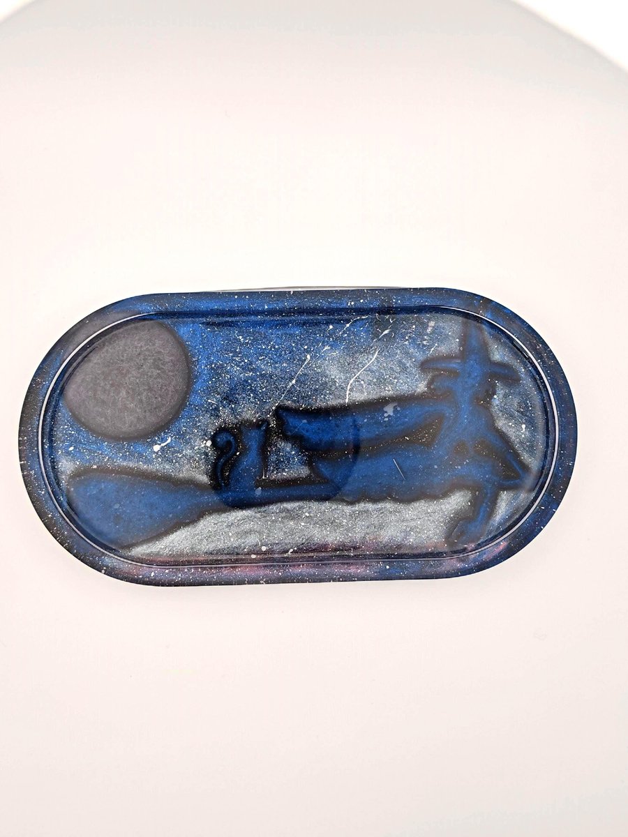 Witchy Resin Trinket Tray: Altar Decor, Halloween Oval Dish, Jevelry Holder