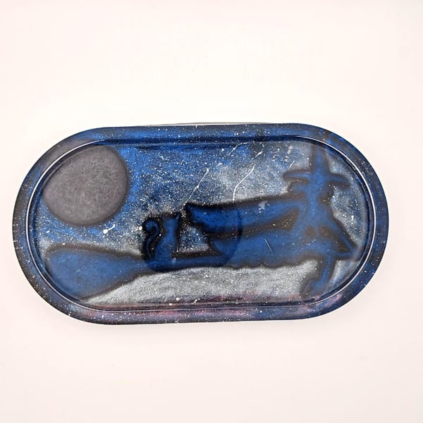 Witchy Resin Trinket Tray: Altar Decor, Halloween Oval Dish, Jevelry Holder