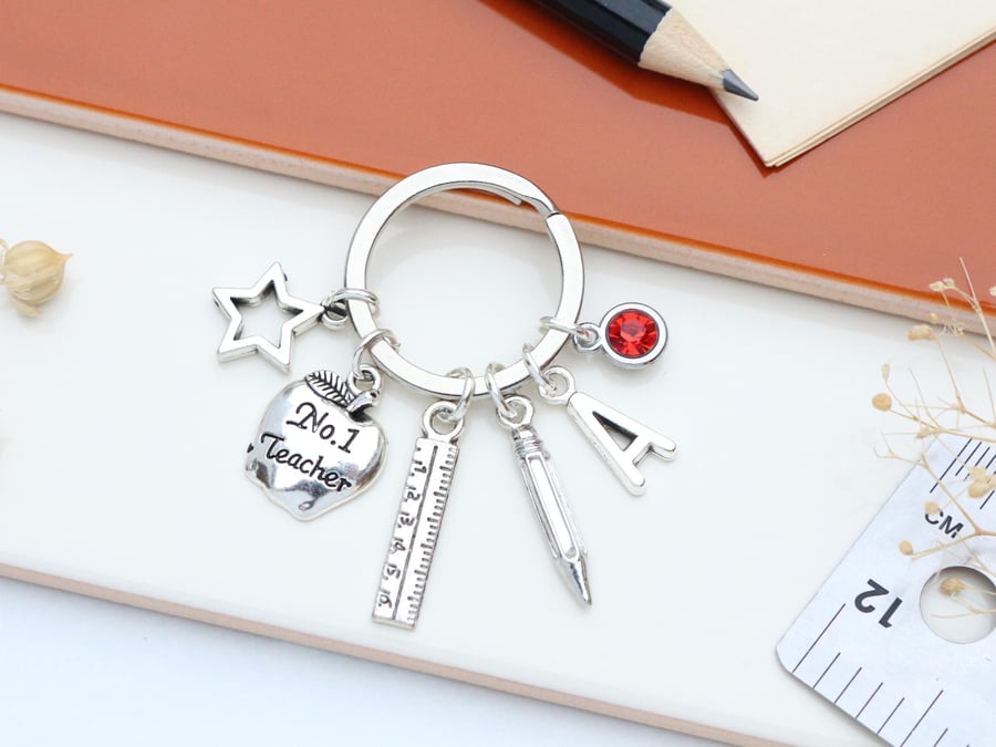 No 1 Teacher Personalised Keyring - End of Term Gift, Teacher Appreciation, Than