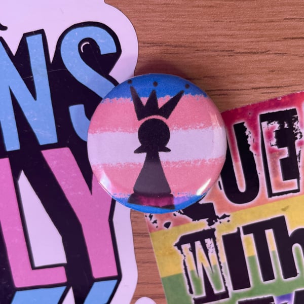 Trans Kids Deserve Better fundraising logo pin badge