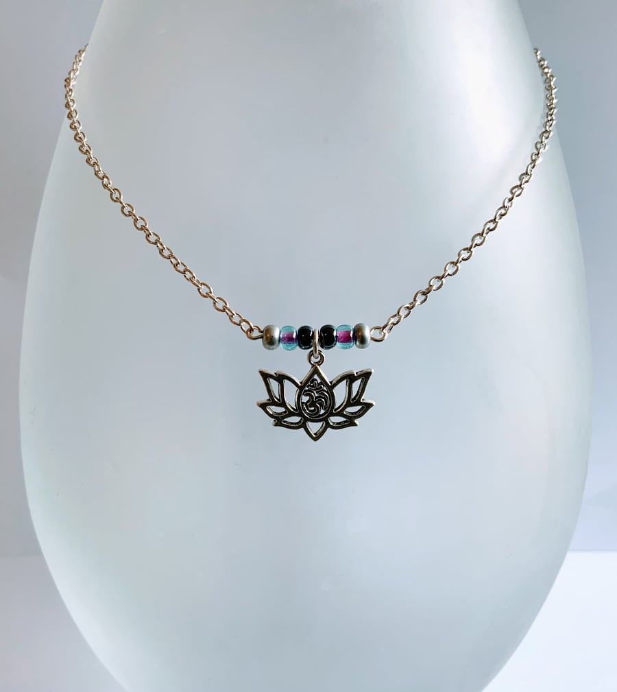 Lotus 'Om' Pendant Necklace.