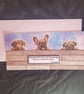 Peeping dogs blank greetings card, wrinkly puppies