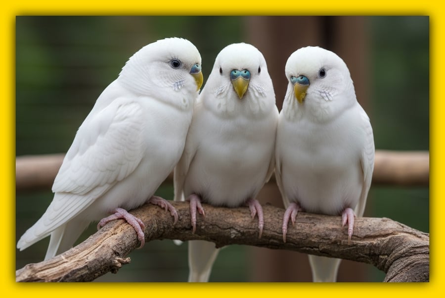 A5 Blank Greeting Card White Budgies 