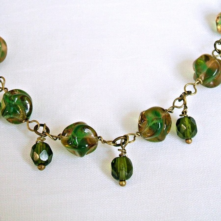 Vintage Glass Bead Necklace Folksy