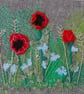 Poppies  and cornflowers - upcycled fabric, hand embroidered miniature picture