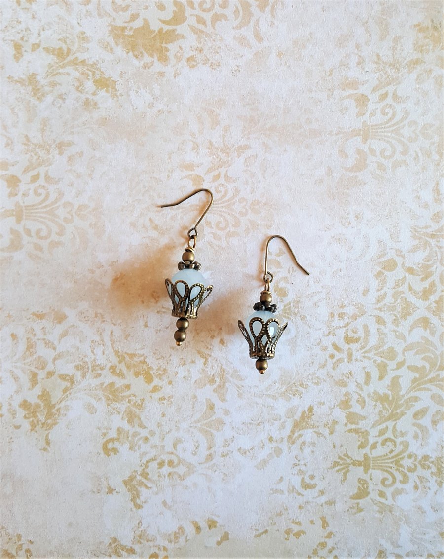 Steampunk Aquamarine Hot Air Balloon Earrings Stocking Filler Gift