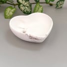 Taupe & White Marbled Small Heart Trinket Dish