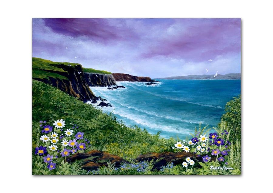 Original Painting: "Rocky Sea View" 12x9"