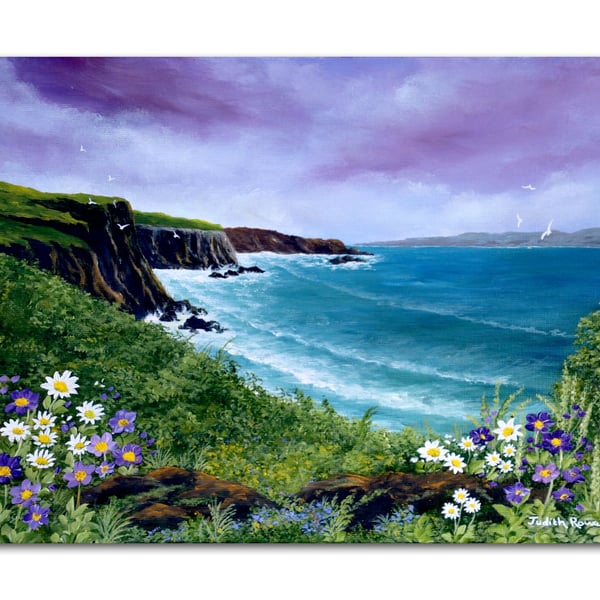 Original Painting: "Rocky Sea View" 12x9"