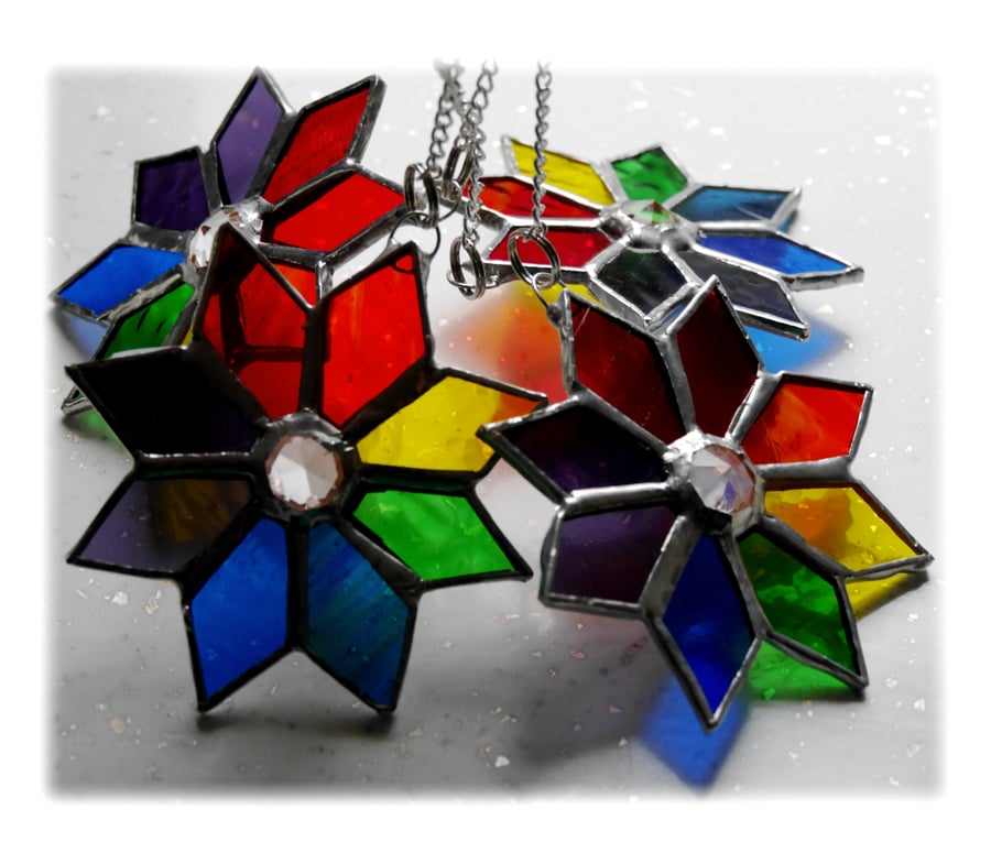 Rainbow Star Suncatcher Stained Glass Tree Decoration 9cm