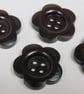 5 Medium 25mm Dark Wood Flower Buttons - Image 3