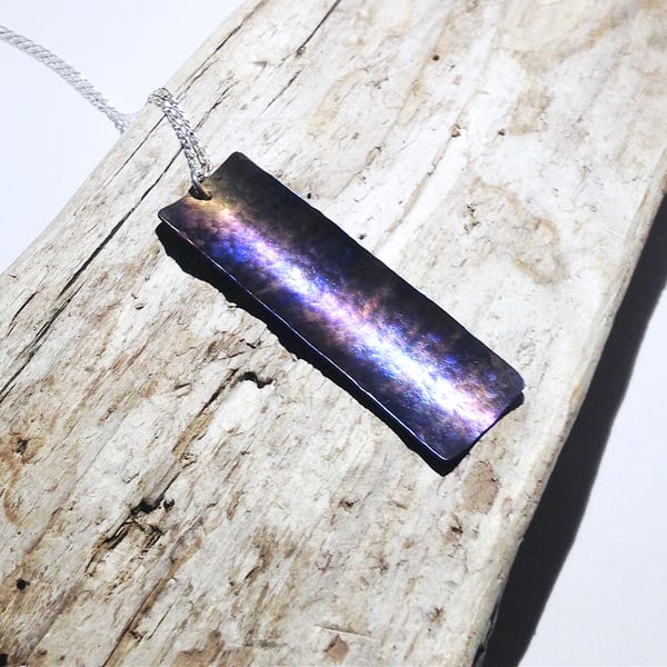  Handmade Coloured Titanium Concave Pendant Necklace - UK Free Post